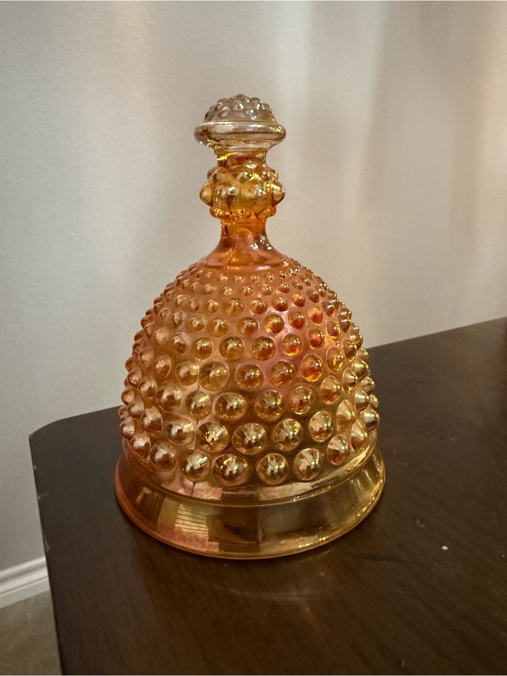 Vintage Iridescent Imperial Glass Carnival Bell Hobnail NO CLAPPER